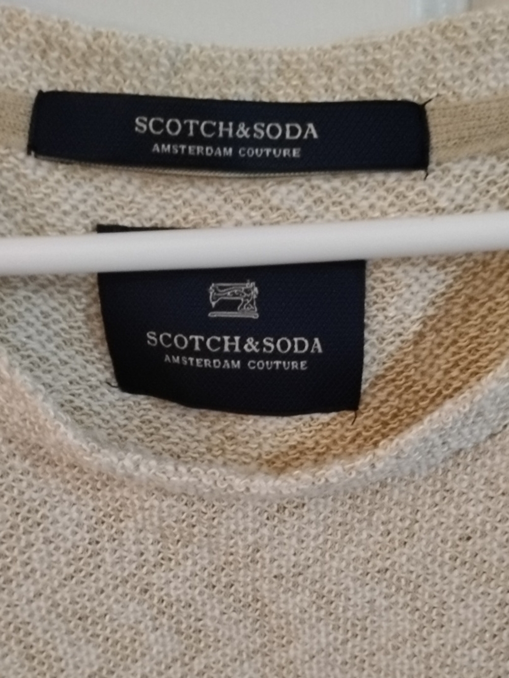 Scotch & Soda Men’s Cream Textured Crewneck Sweater Amsterdam Couture